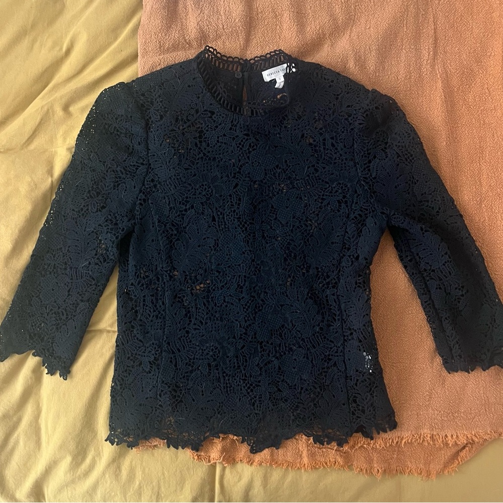 Rebecca Taylor Elegant Black Lace Top